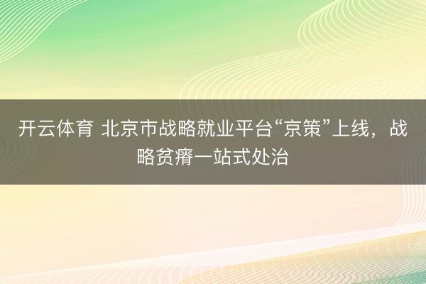 开云体育 北京市战略就业平台“京策”上线，战略贫瘠一站式处治