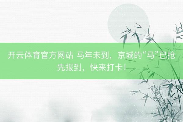 开云体育官方网站 马年未到，京城的“马”已抢先报到，快来打卡！