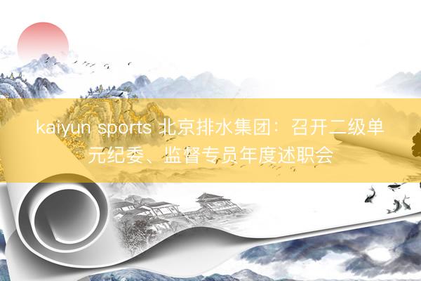 kaiyun sports 北京排水集团：召开二级单元纪委、监督专员年度述职会