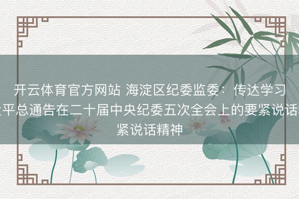 开云体育官方网站 海淀区纪委监委：传达学习习近平总通告在二十届中央纪委五次全会上的要紧说话精神
