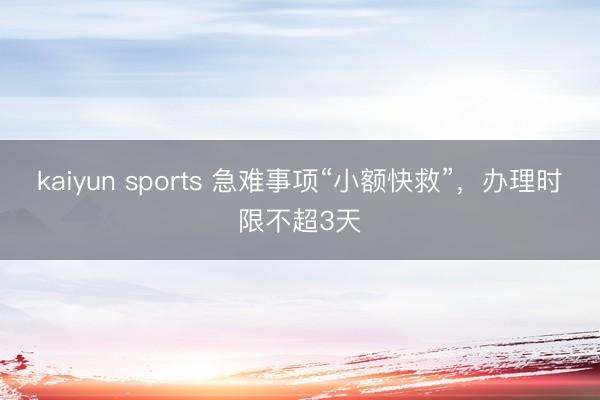 kaiyun sports 急难事项“小额快救”,办理时限不超3天