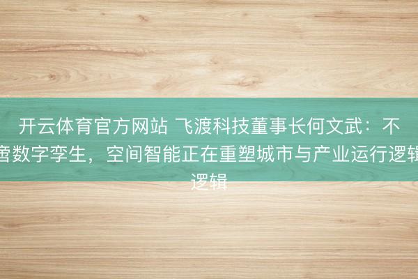开云体育官方网站 飞渡科技董事长何文武：不啻数字孪生，空间智能正在重塑城市与产业运行逻辑