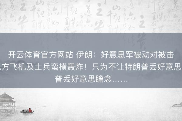 开云体育官方网站 伊朗：好意思军被动对被击落好意思方飞机及士兵蛮横轰炸！只为不让特朗普丢好意思瞻念……