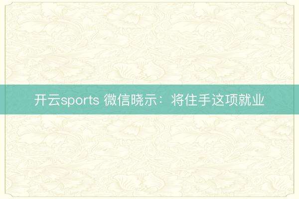开云sports 微信晓示：将住手这项就业