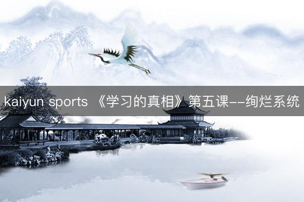 kaiyun sports 《学习的真相》第五课--绚烂系统