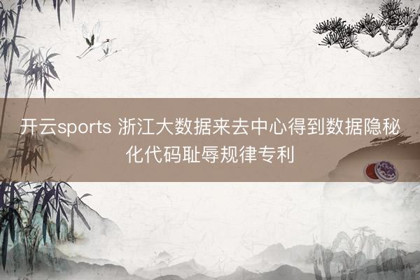 开云sports 浙江大数据来去中心得到数据隐秘化代码耻辱规律专利