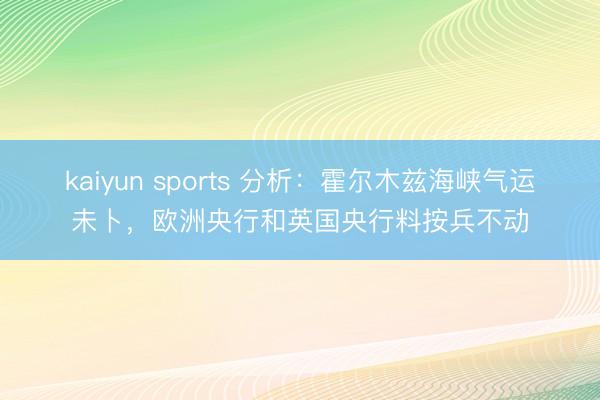 kaiyun sports 分析：霍尔木兹海峡气运未卜，欧洲央行和英国央行料按兵不动