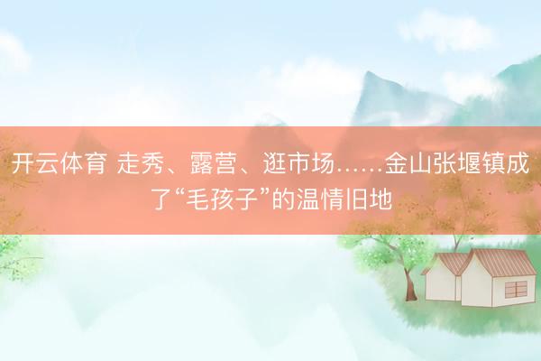 开云体育 走秀、露营、逛市场……金山张堰镇成了“毛孩子”的温情旧地